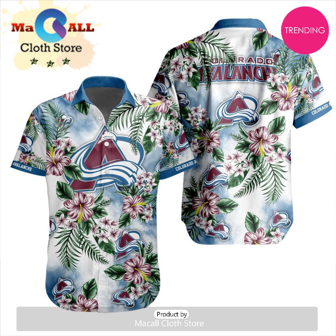 NHL Colorado Avalanche Premium Hawaiian Design Button Shirt