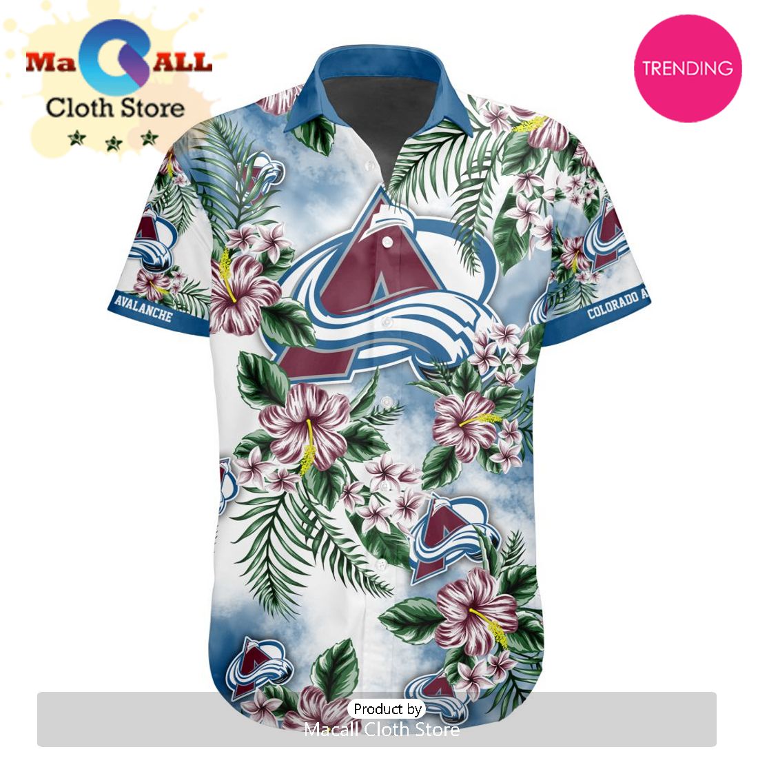 NHL Colorado Avalanche Premium Hawaiian Design Button Shirt