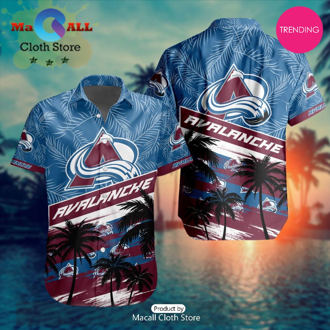 NHL Colorado Avalanche Special Hawaiian Design Button Shirt