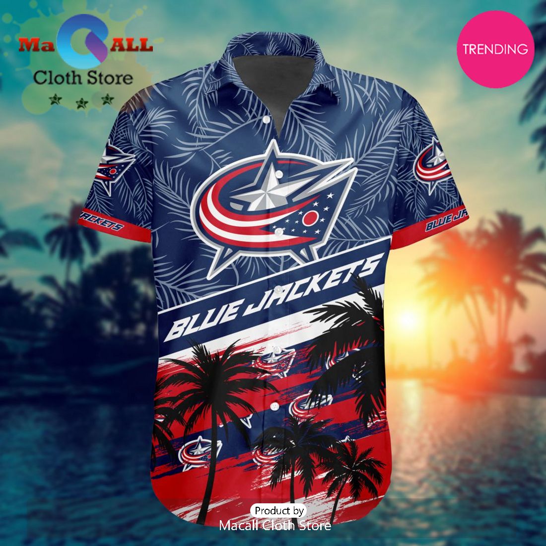 NHL Columbus Blue Jackets Special Hawaiian Design Button Shirt