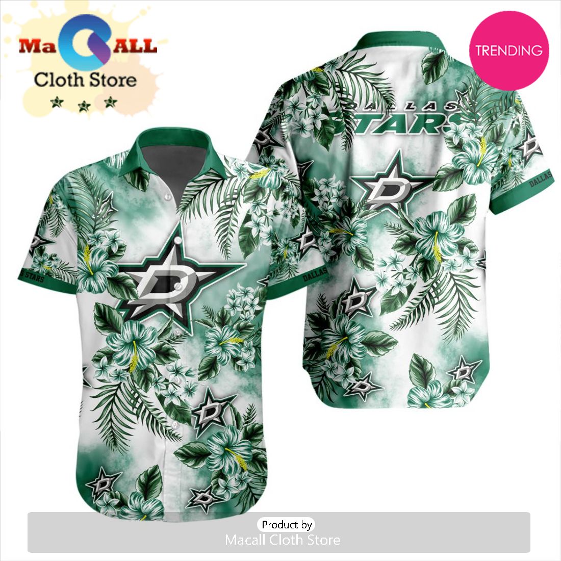 NHL Dallas Stars Premium Hawaiian Design Button Shirt