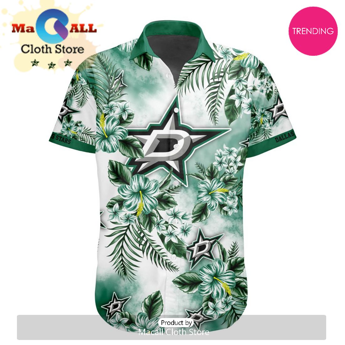 NHL Dallas Stars Premium Hawaiian Design Button Shirt