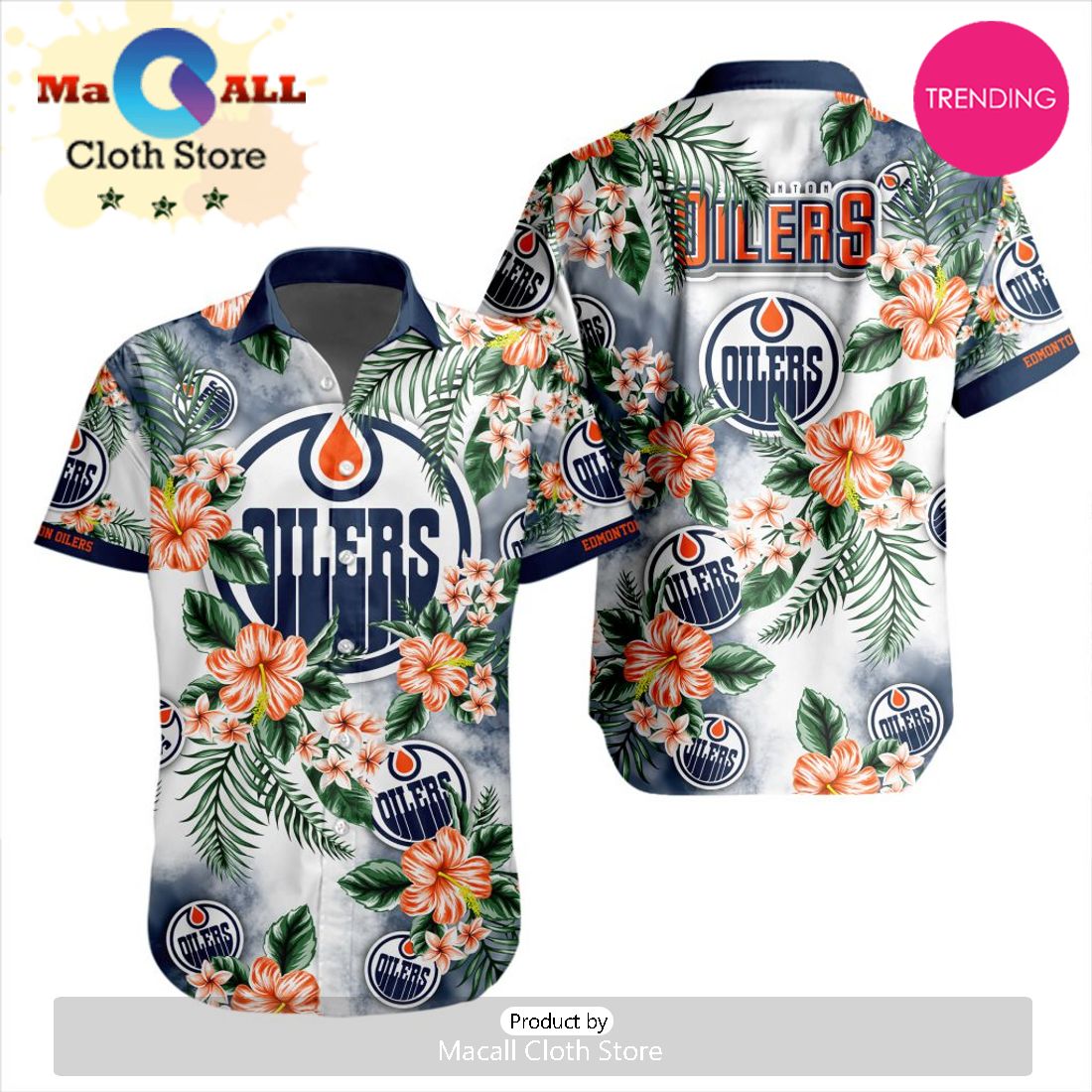 NHL Edmonton Oilers Premium Hawaiian Design Button Shirt