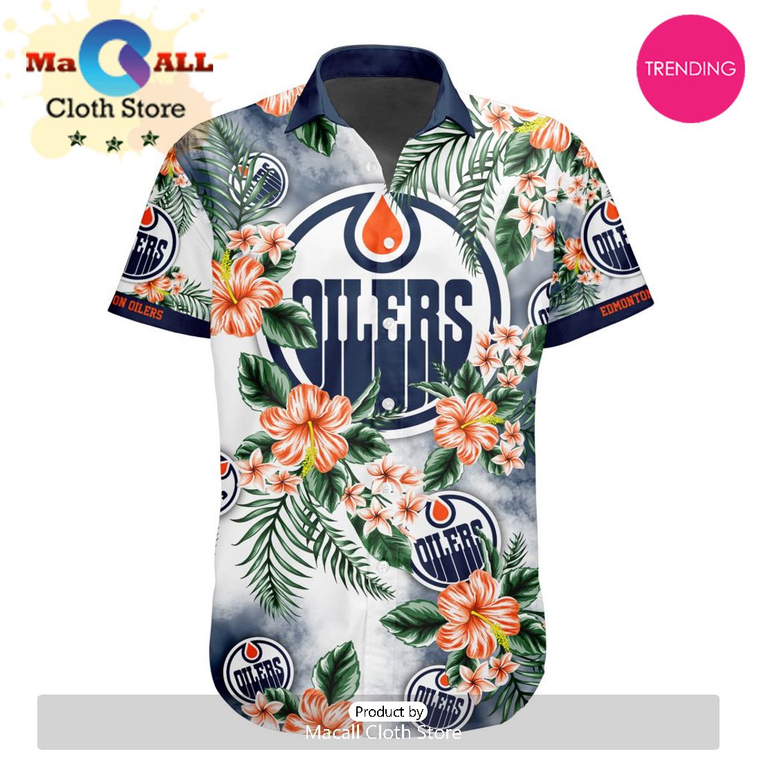 NHL Edmonton Oilers Premium Hawaiian Design Button Shirt