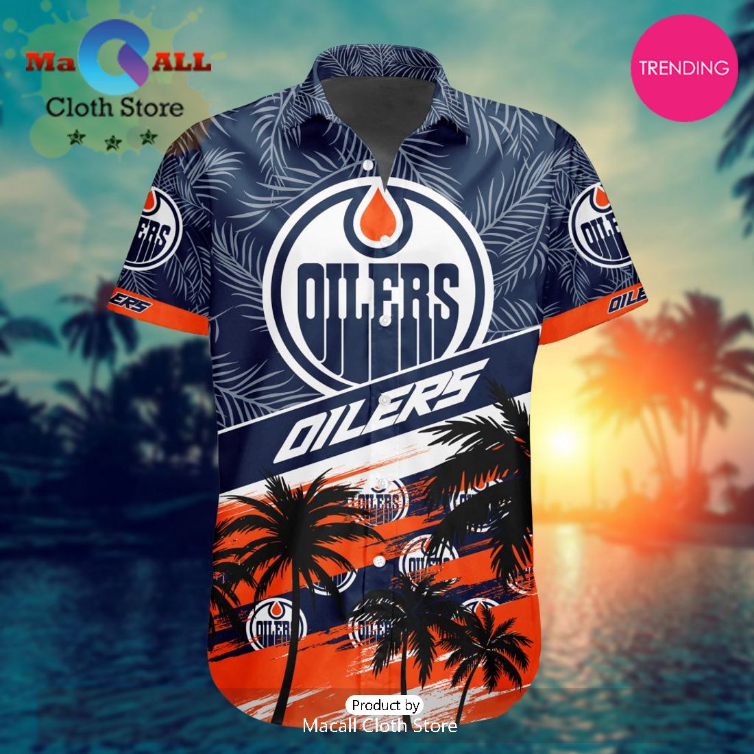 NHL Edmonton Oilers Special Hawaiian Design Button Shirt