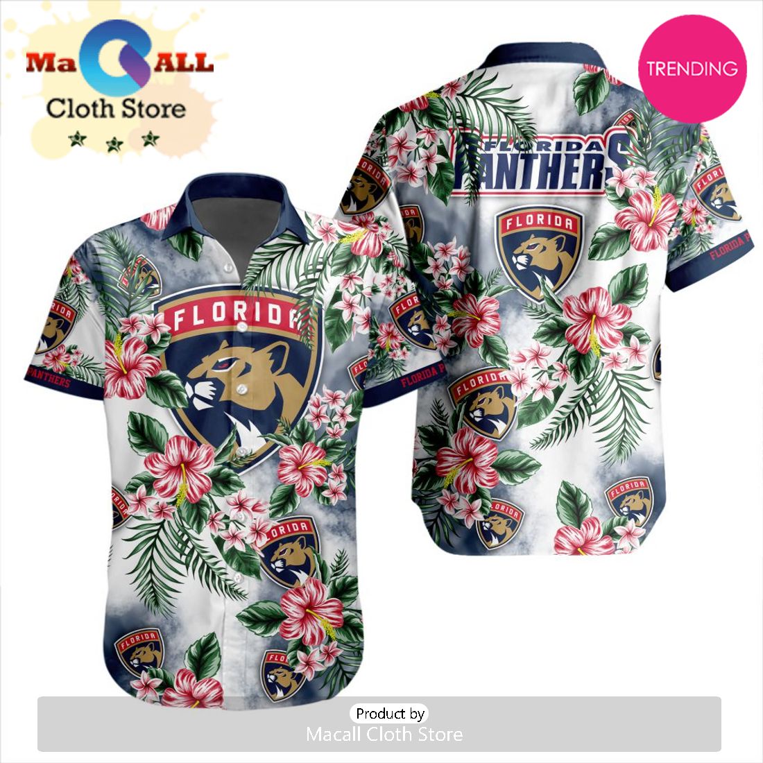 NHL Florida Panthers Premium Hawaiian Design Button Shirt