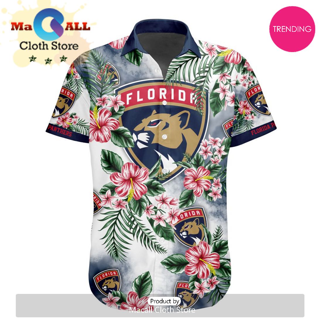 NHL Florida Panthers Premium Hawaiian Design Button Shirt