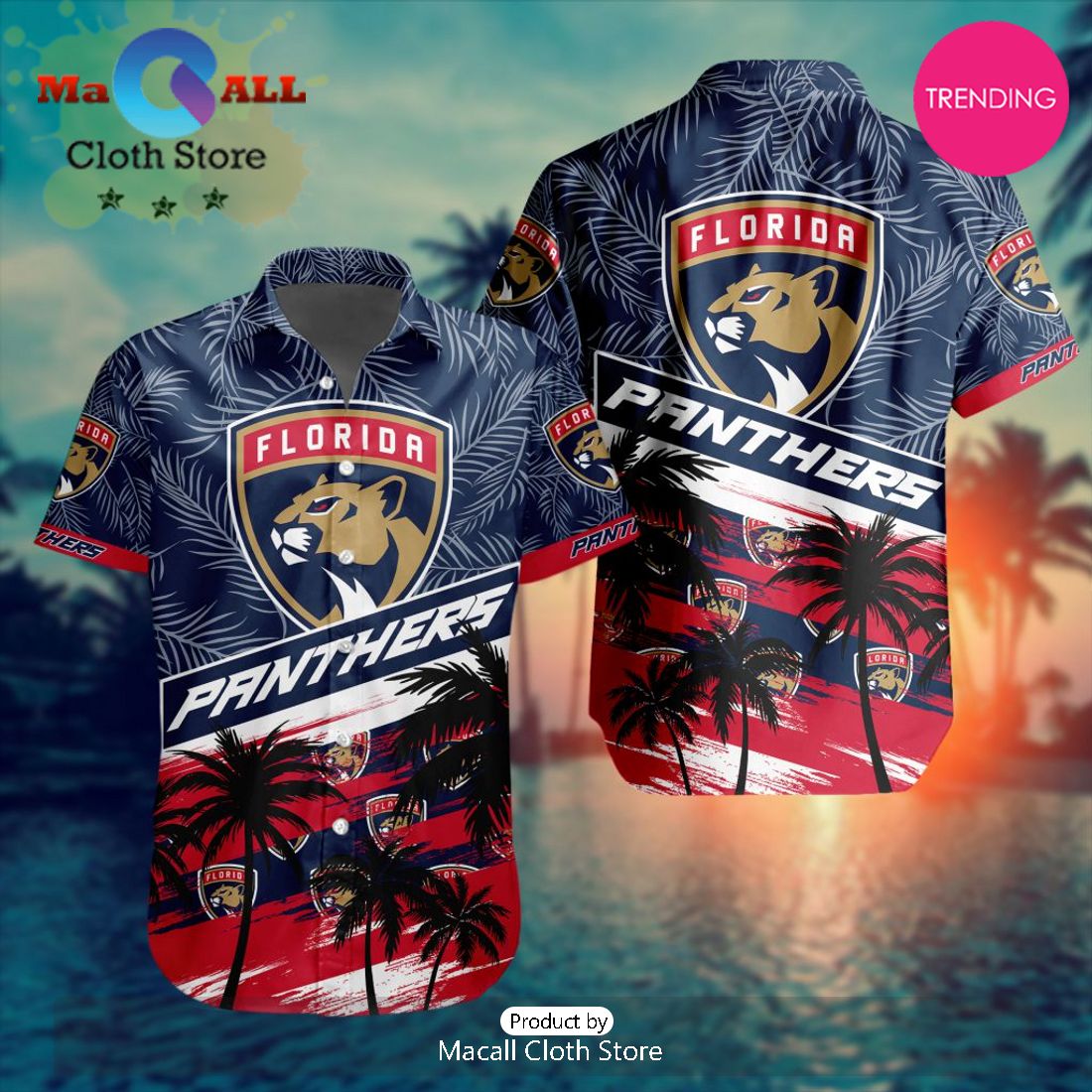NHL Florida Panthers Special Hawaiian Design Button Shirt