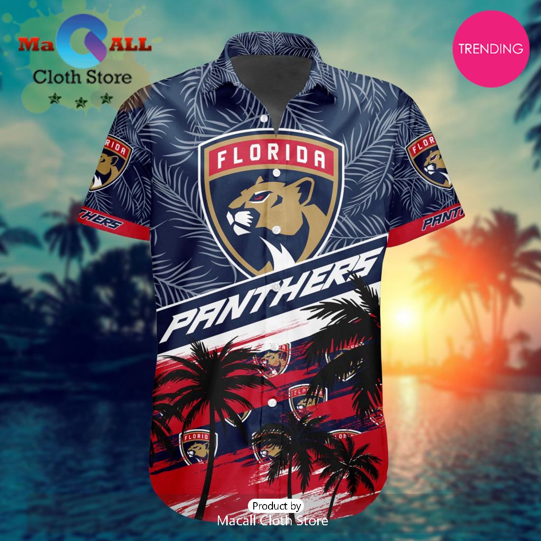 NHL Florida Panthers Special Hawaiian Design Button Shirt