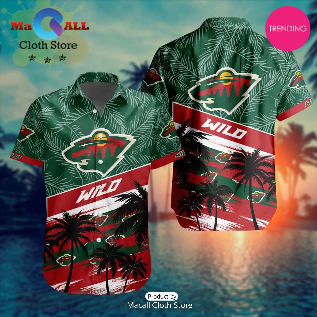 NHL Minnesota Wild Special Hawaiian Design Button Shirt