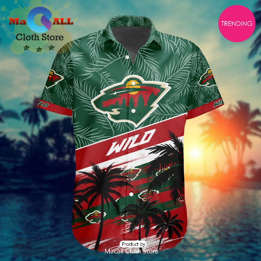 NHL Minnesota Wild Special Hawaiian Design Button Shirt