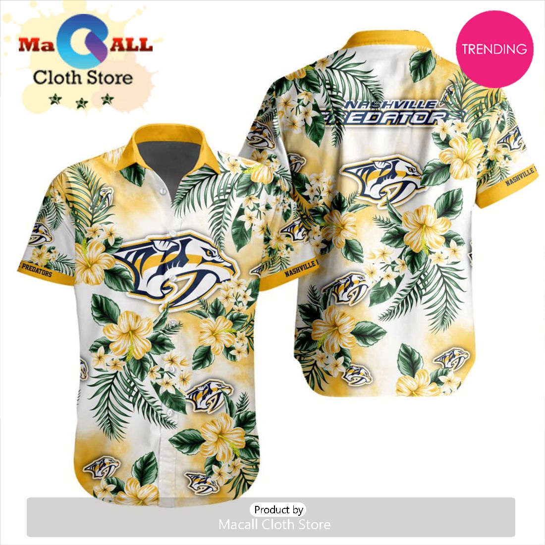 NHL Nashville Predators Premium Hawaiian Design Button Shirt