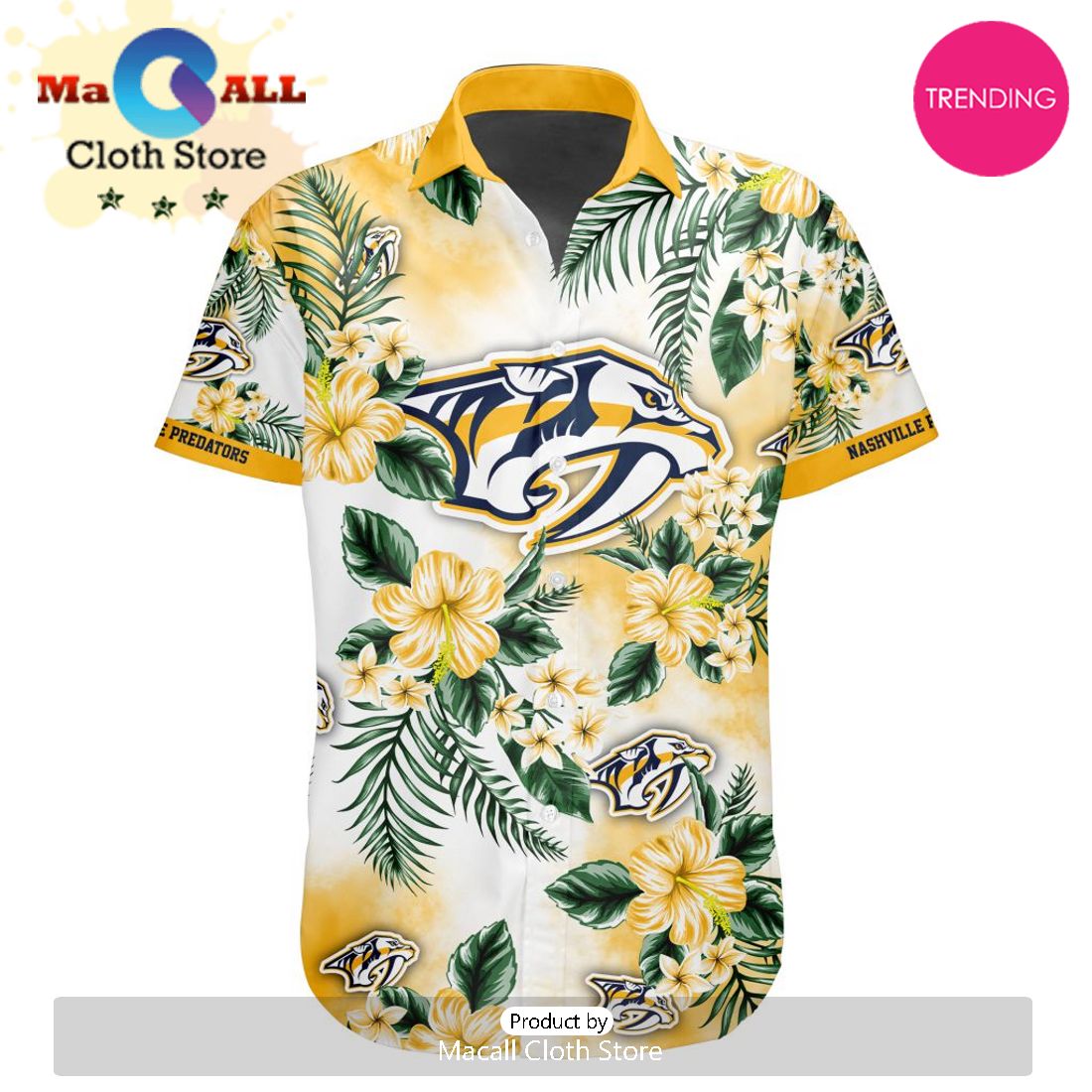 NHL Nashville Predators Premium Hawaiian Design Button Shirt