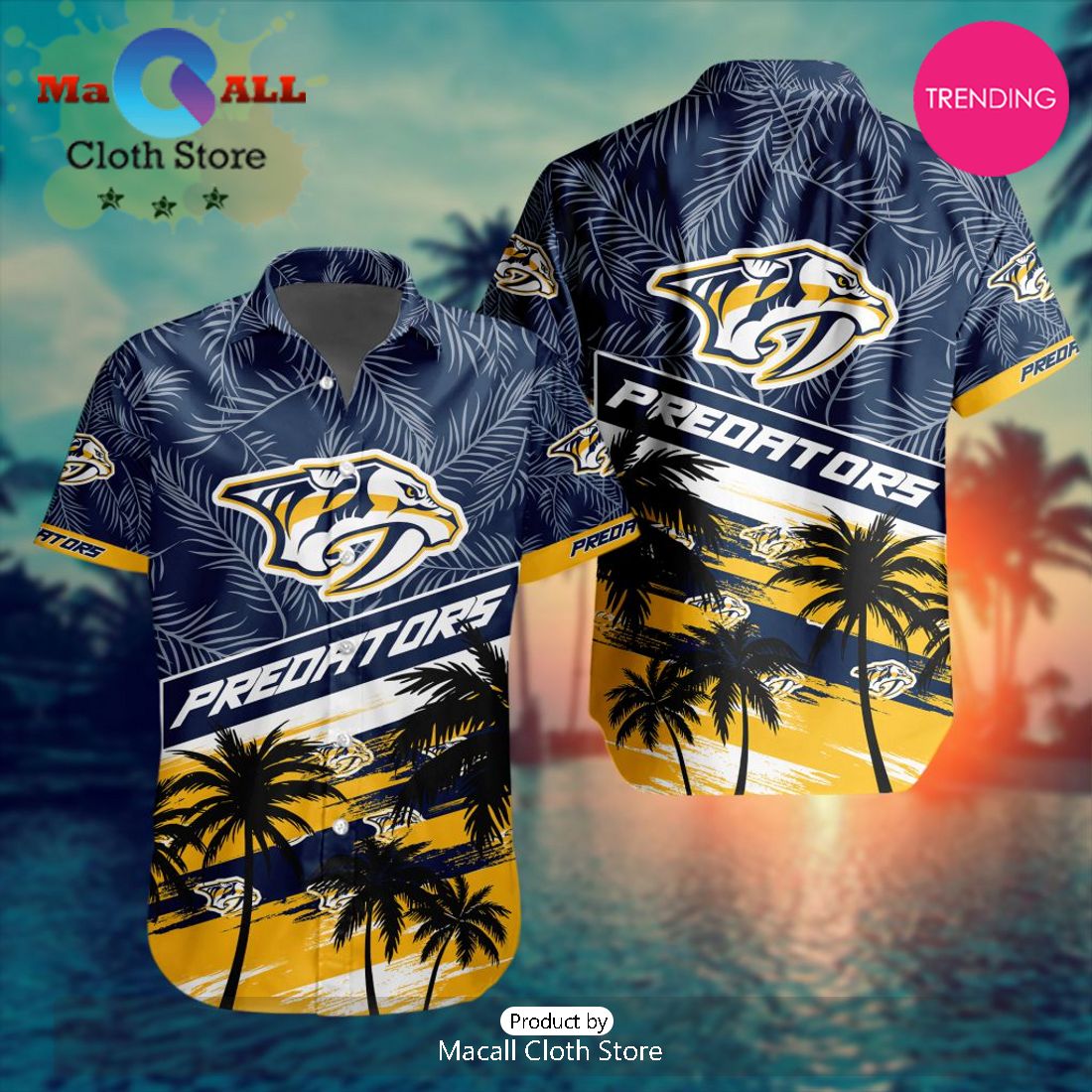 NHL Nashville Predators Special Hawaiian Design Button Shirt