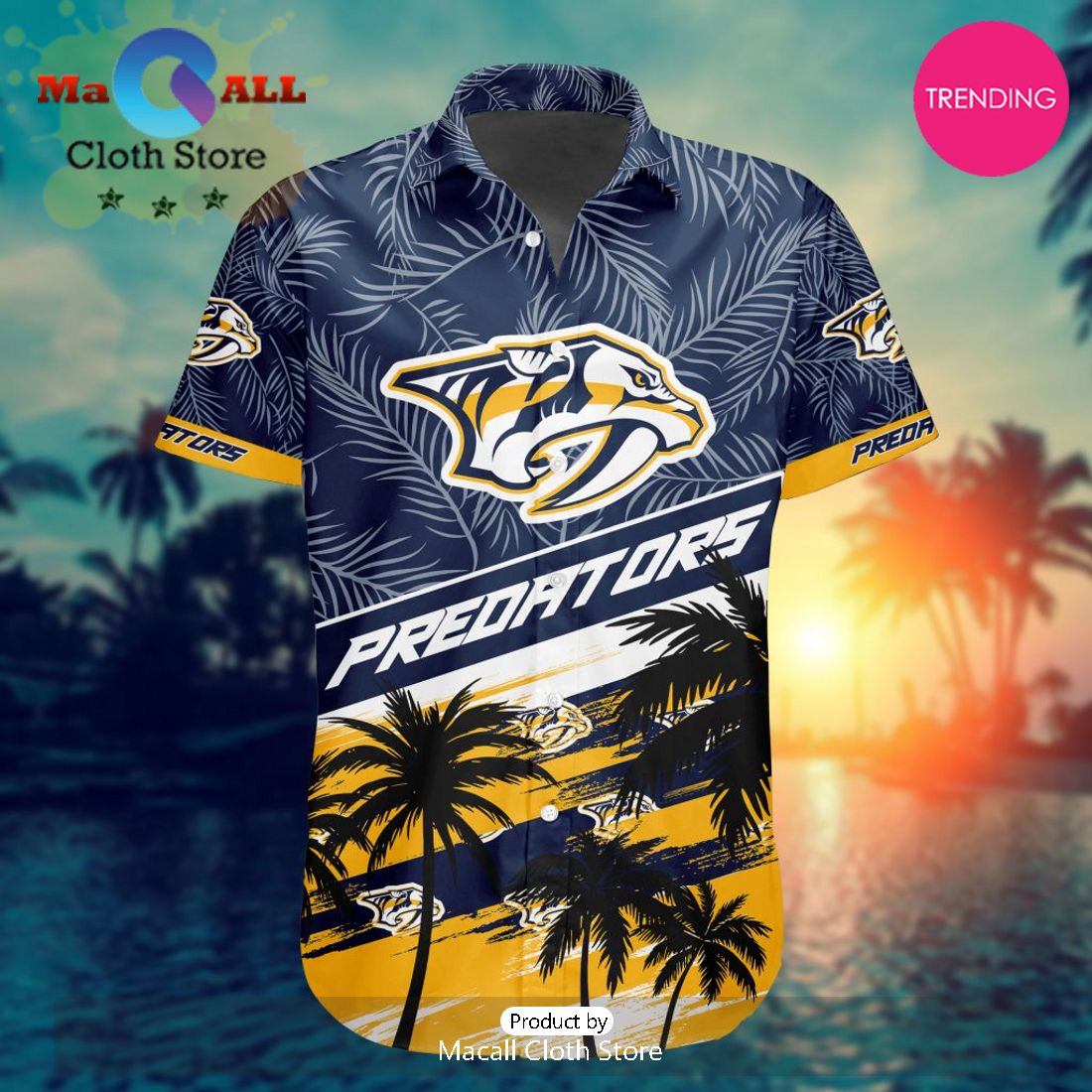 NHL Nashville Predators Special Hawaiian Design Button Shirt