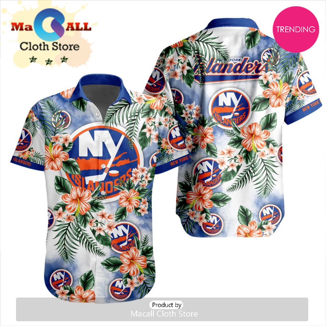 NHL New York Islanders Premium Hawaiian Design Button Shirt