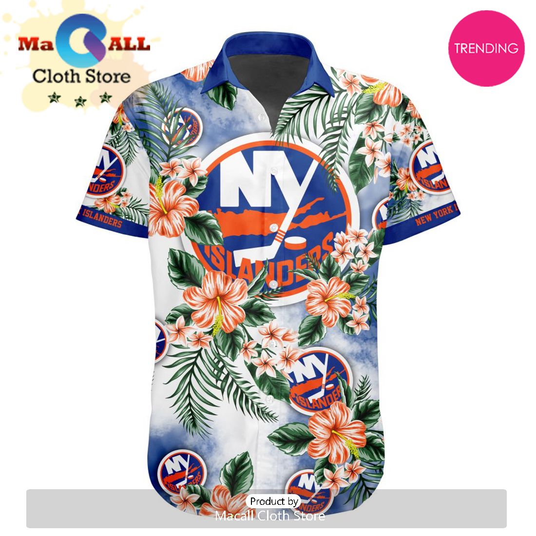 NHL New York Islanders Premium Hawaiian Design Button Shirt