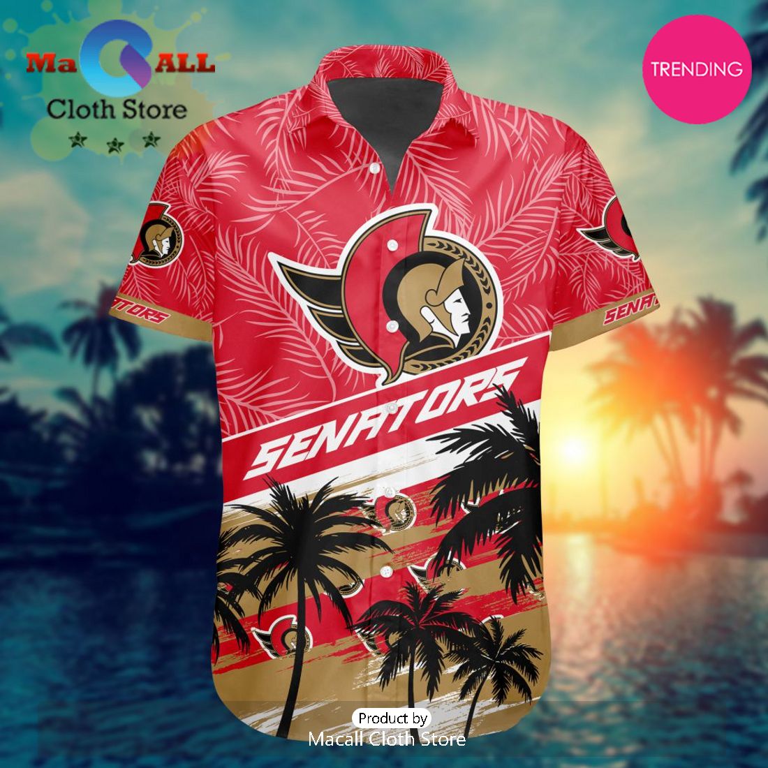 NHL Ottawa Senators Special Hawaiian Design Button Shirt