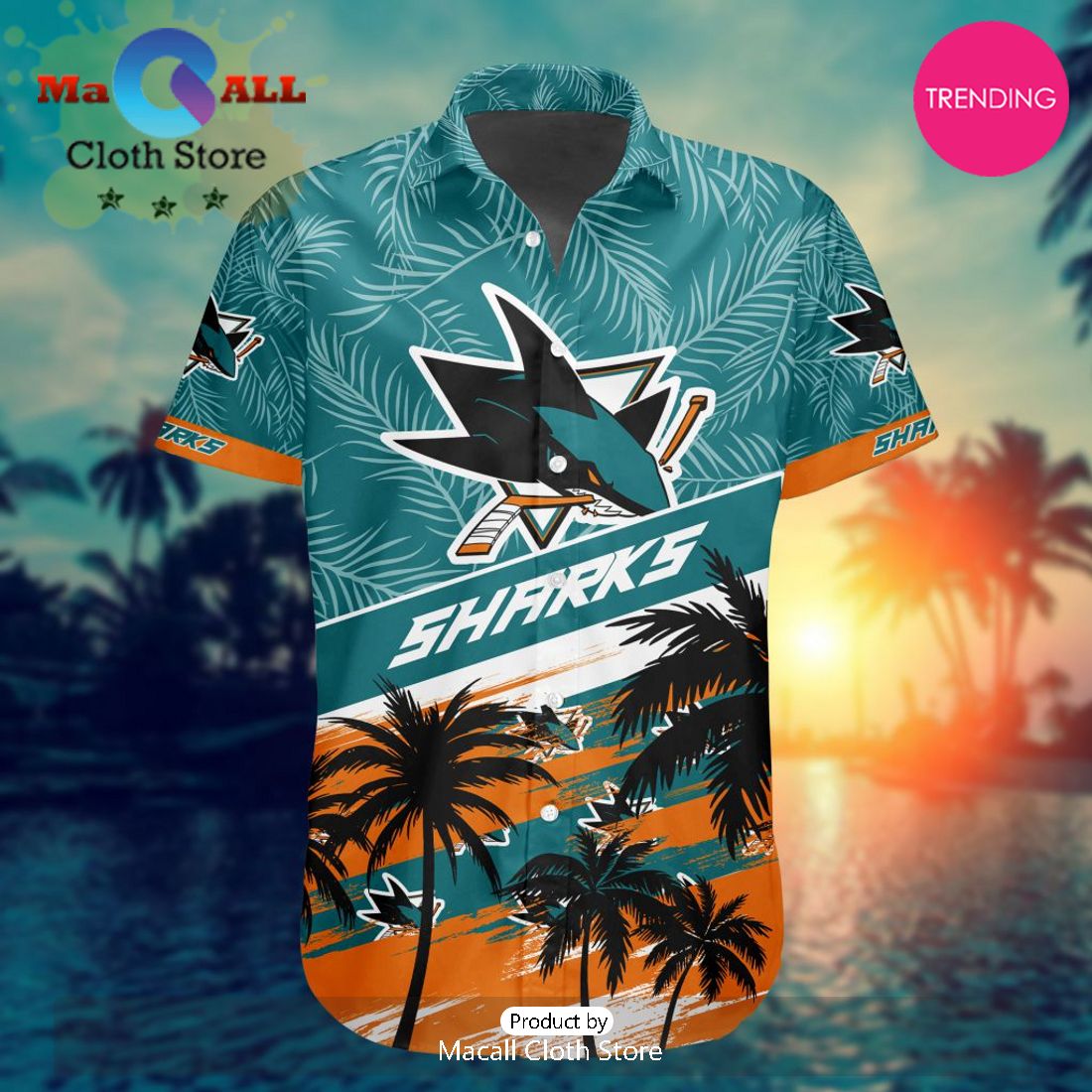 NHL San Jose Sharks Special Hawaiian Design Button Shirt