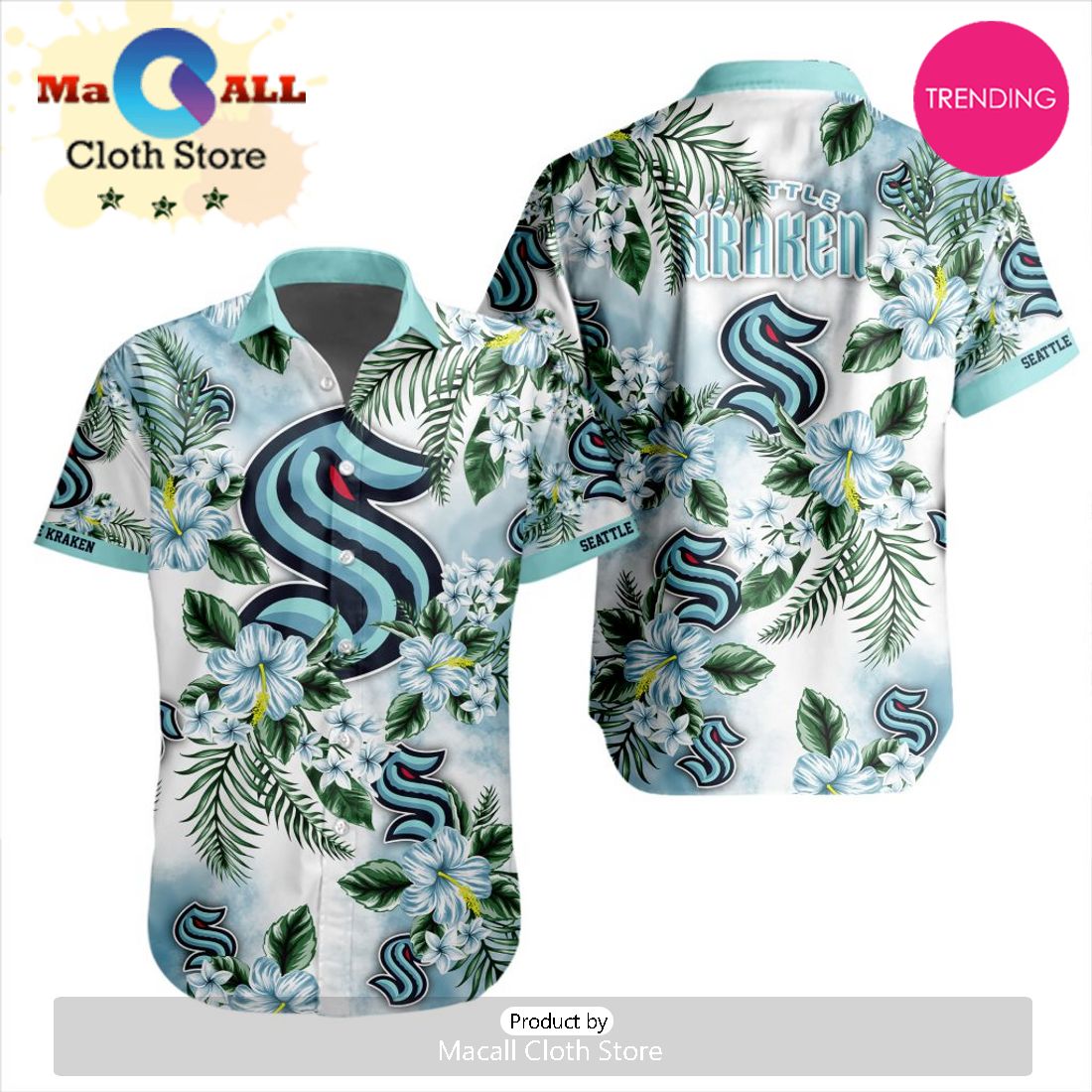 NHL Seattle Kraken Premium Hawaiian Design Button Shirt