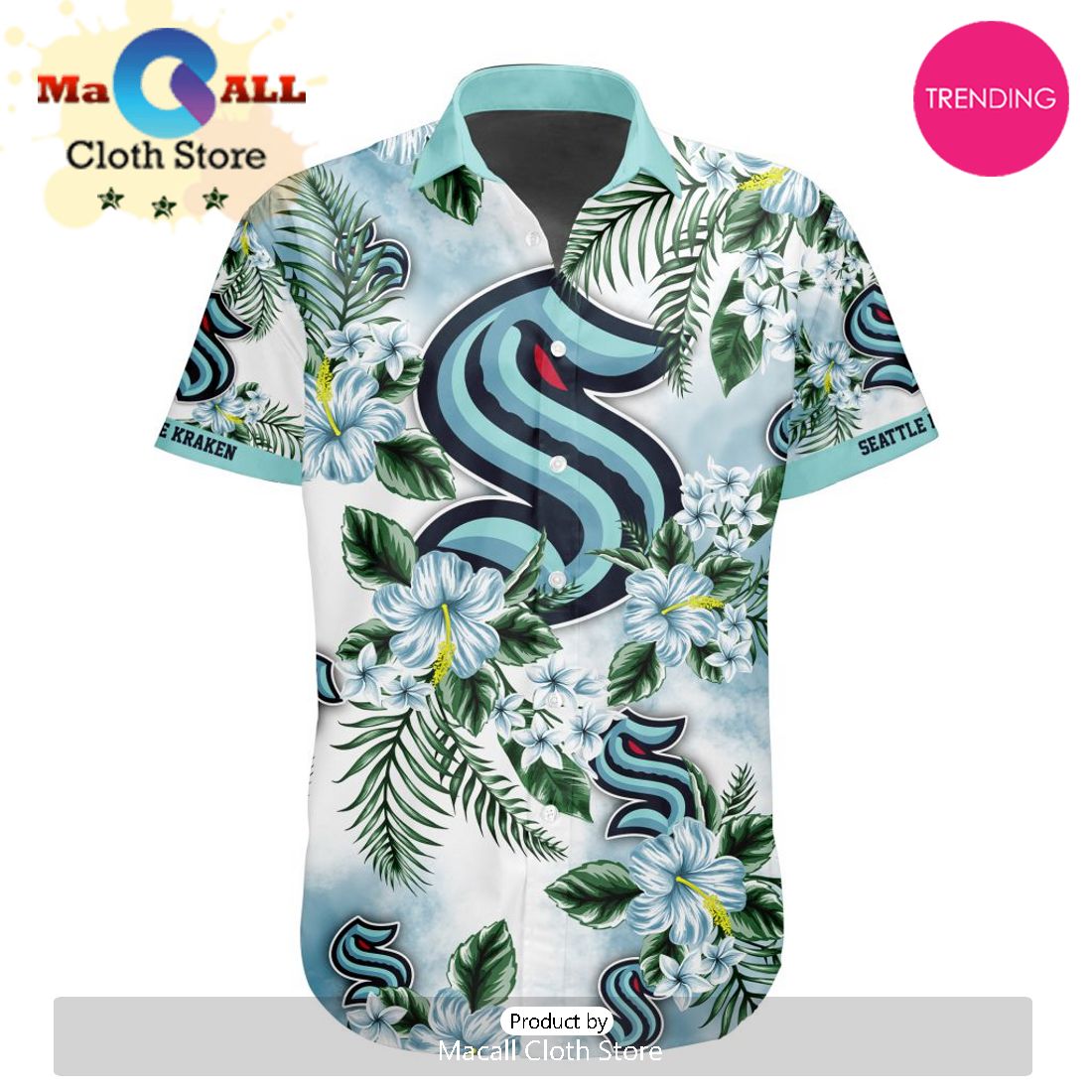 NHL Seattle Kraken Premium Hawaiian Design Button Shirt