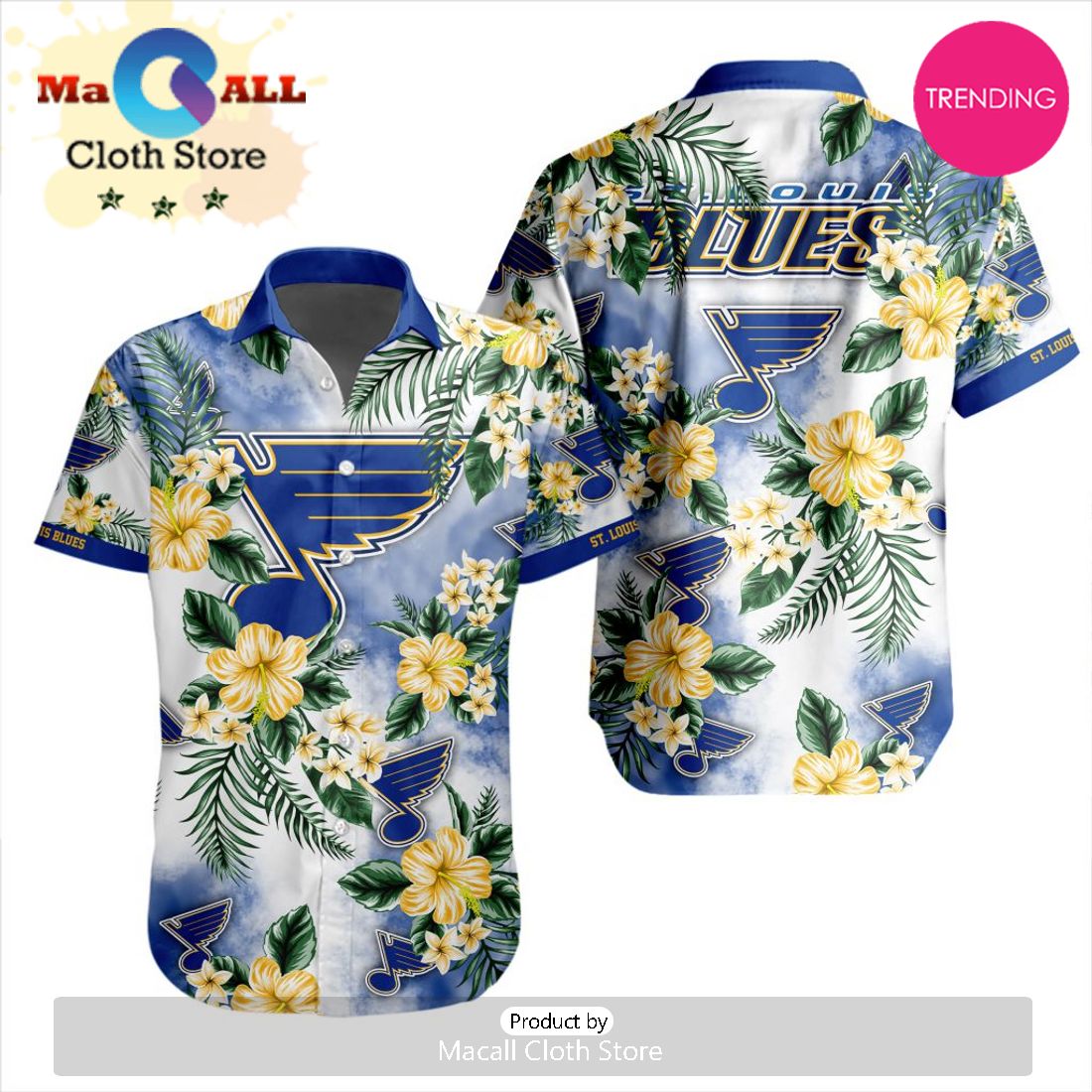NHL St. Louis Blues Premium Hawaiian Design Button Shirt