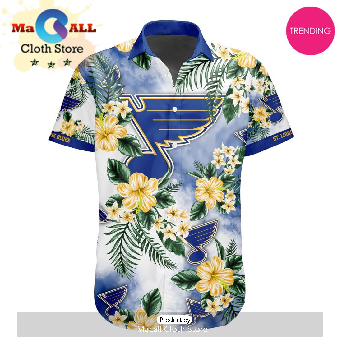 NHL St. Louis Blues Premium Hawaiian Design Button Shirt