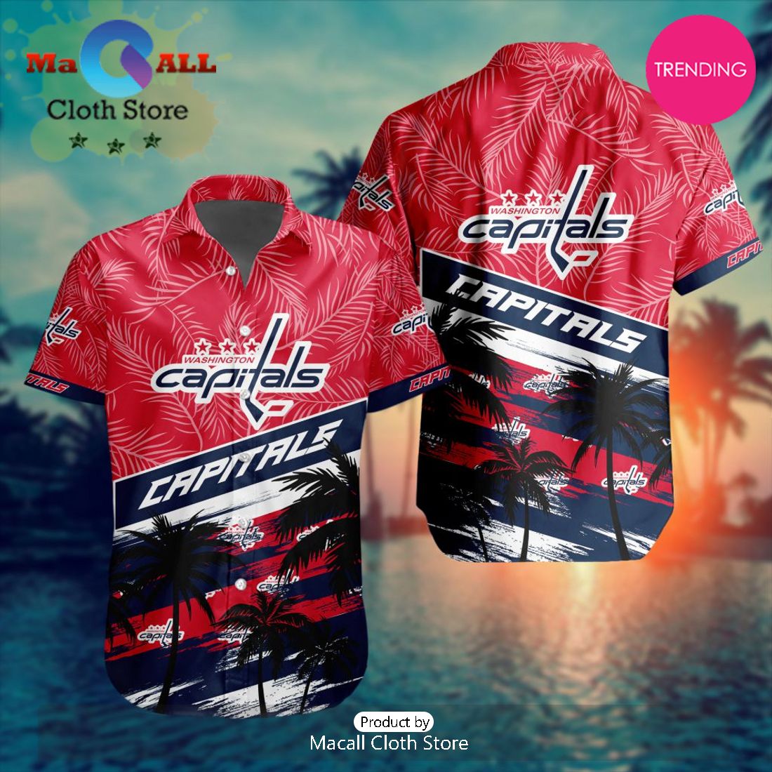 NHL Washington Capitals Special Hawaiian Design Button Shirt NHL Washington Capitals Special Hawaiian Design Button Shirt