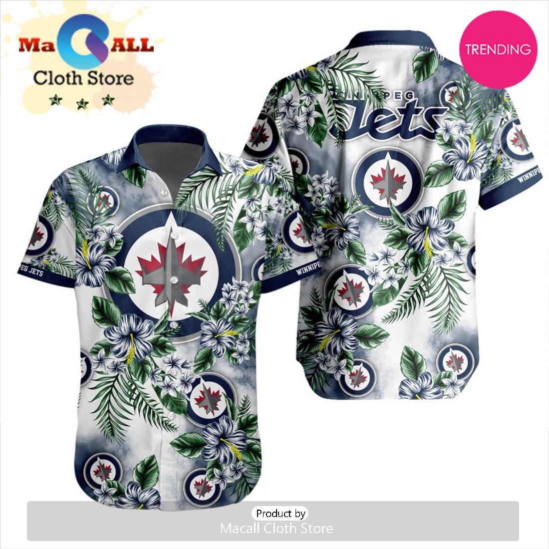 NHL Winnipeg Jets Premium Hawaiian Design Button Shirt