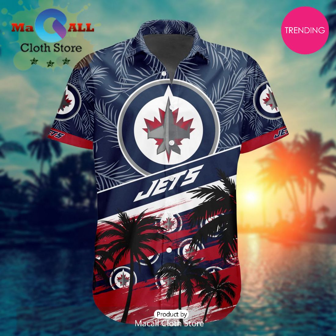 NHL Winnipeg Jets Special Hawaiian Design Button Shirt