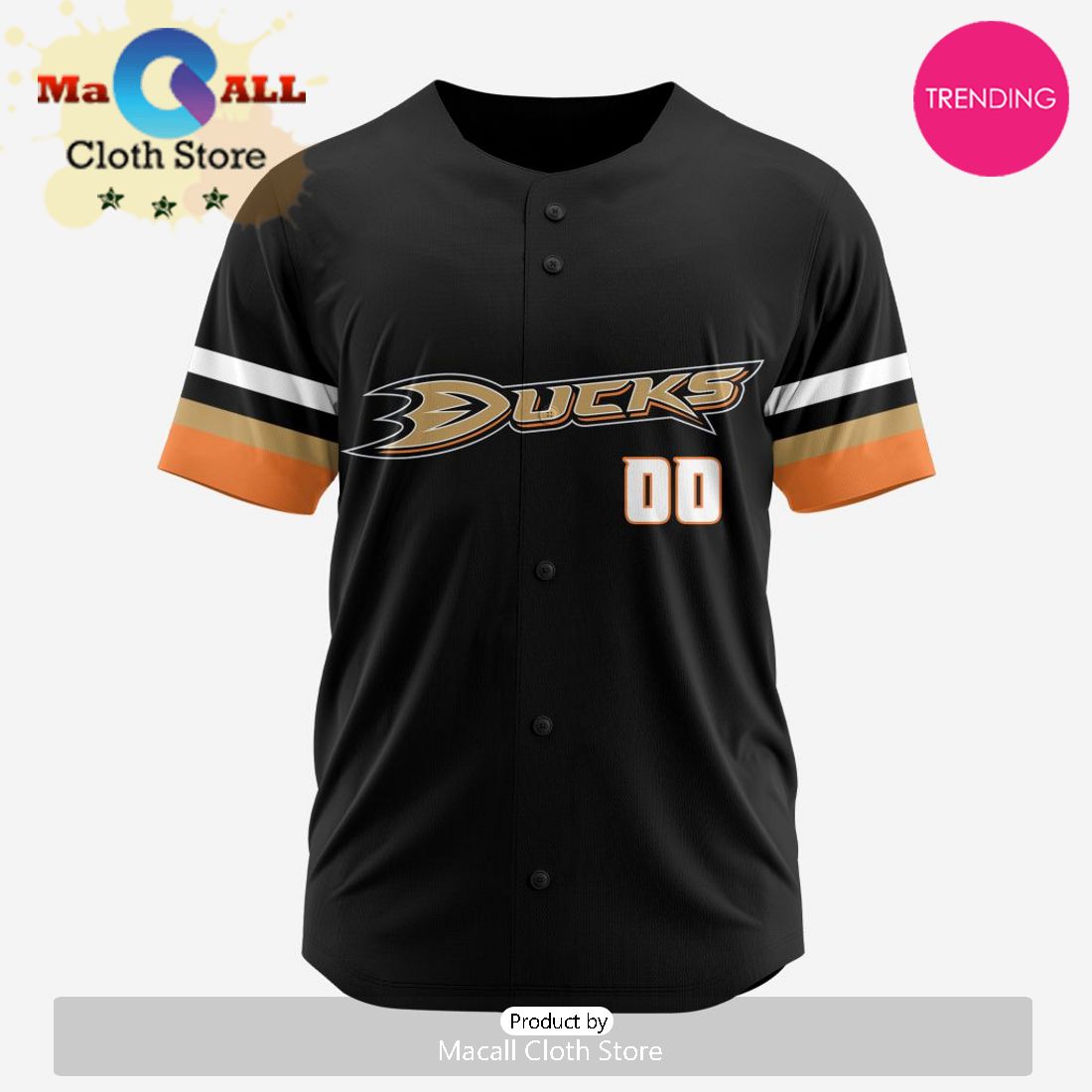 NHL Anaheim Ducks Custom Baseball Jersey Design
