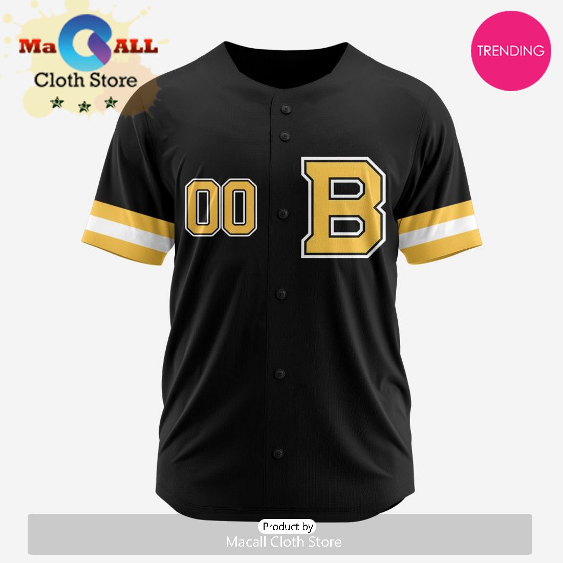 NHL Boston Bruins Custom Baseball Jersey Design