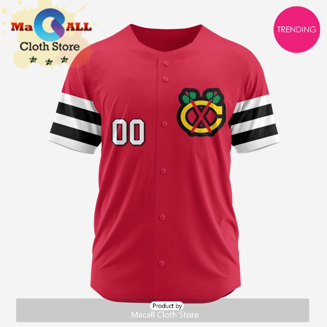 NHL Chicago Blackhawks Custom Baseball Jersey Design