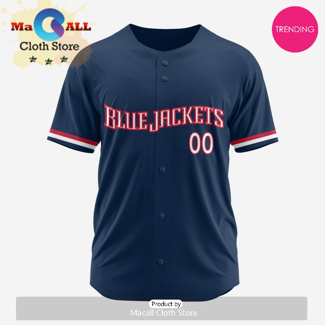 NHL Columbus Blue Jackets Custom Baseball Jersey Design