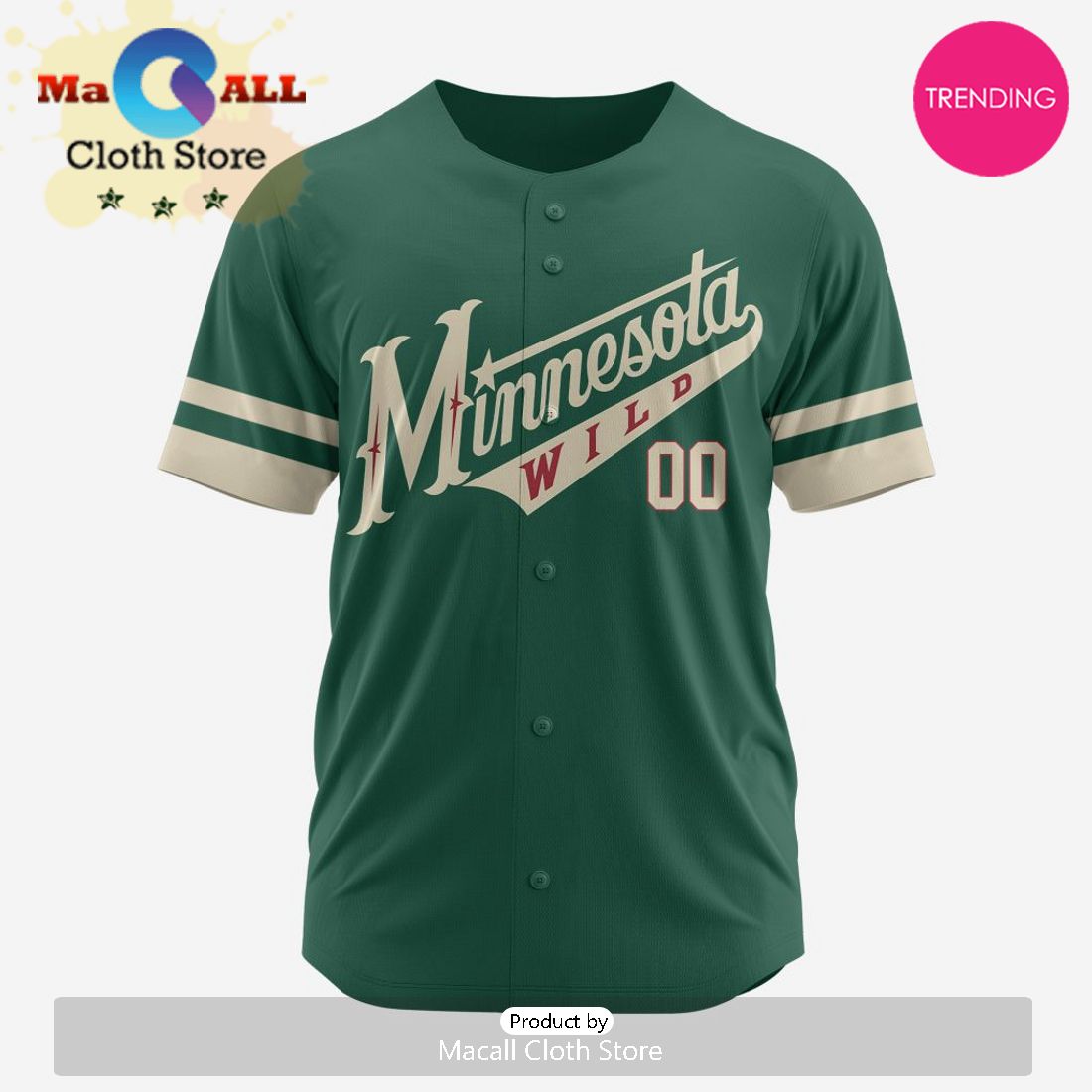 NHL Minnesota Wild Custom Baseball Jersey Design