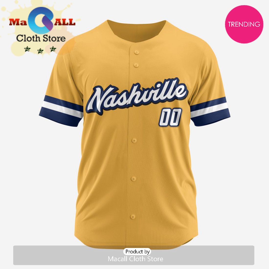 NHL Nashville Predators Custom Baseball Jersey Design