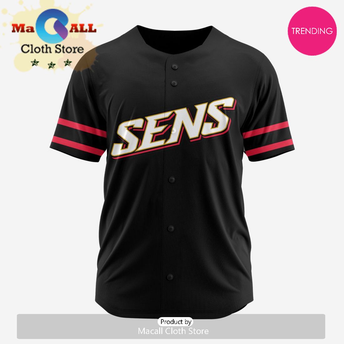 NHL Ottawa Senators Custom Baseball Jersey Design