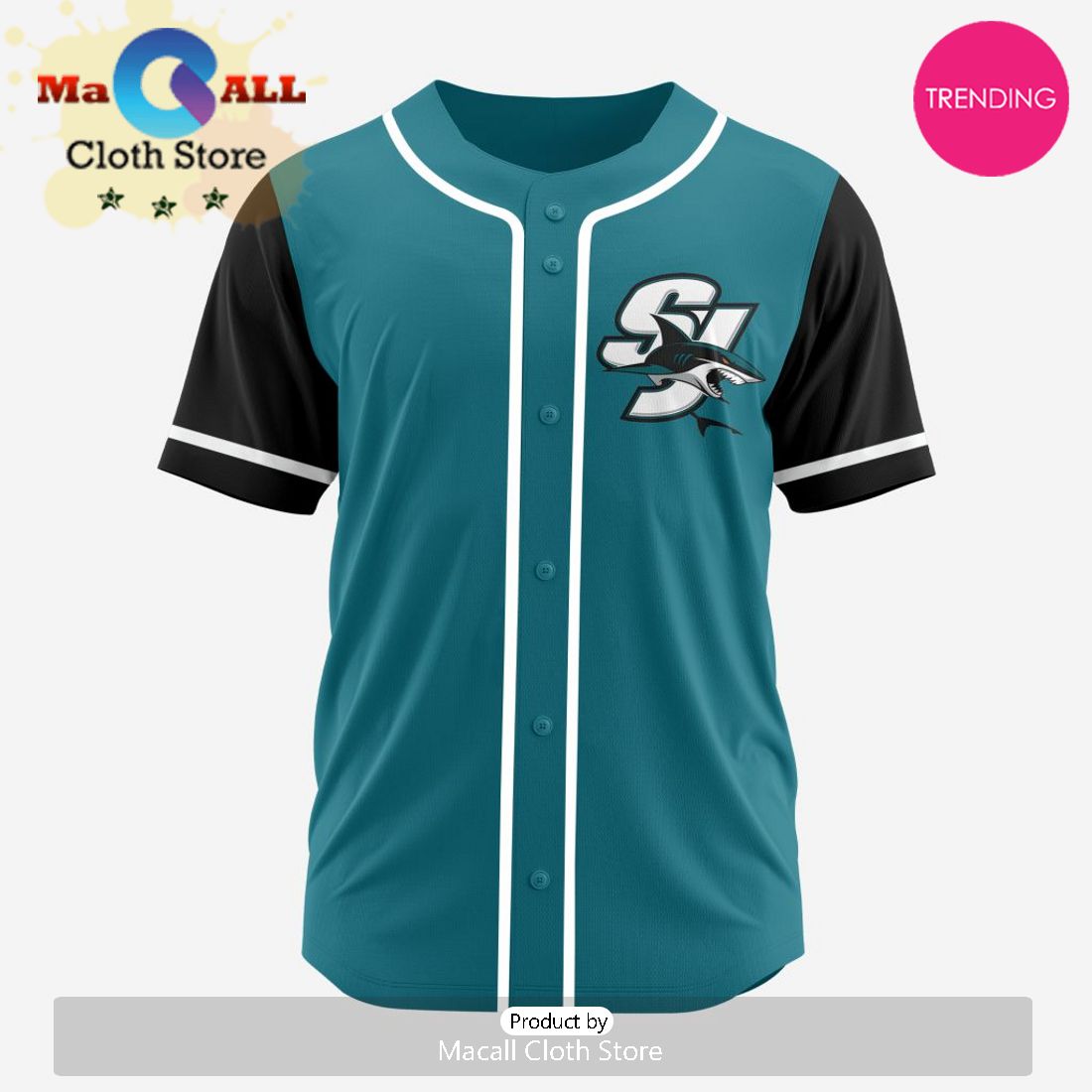 NHL San Jose Sharks Custom Baseball Jersey Design