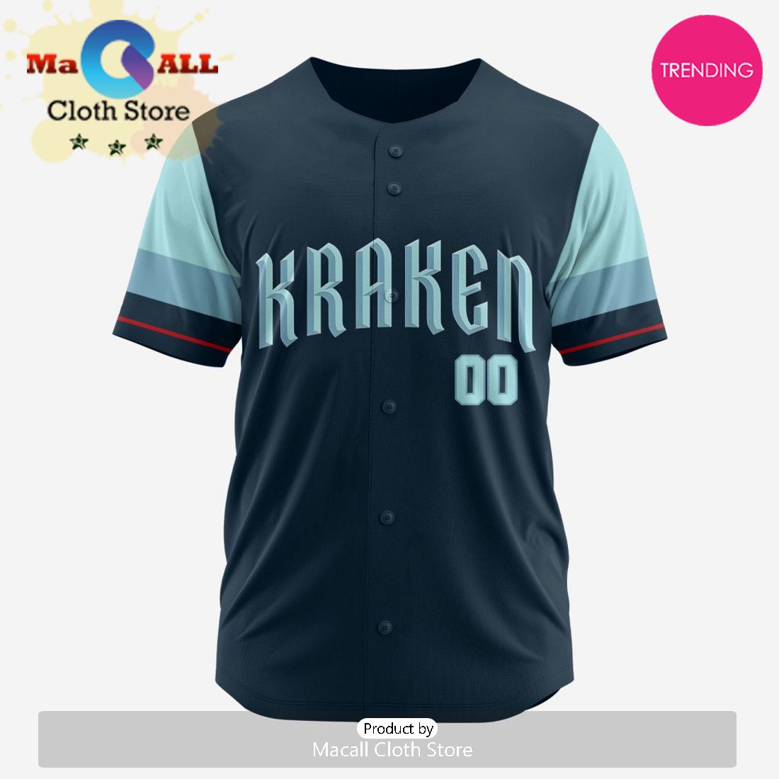 NHL Seattle Kraken Custom Baseball Jersey Design