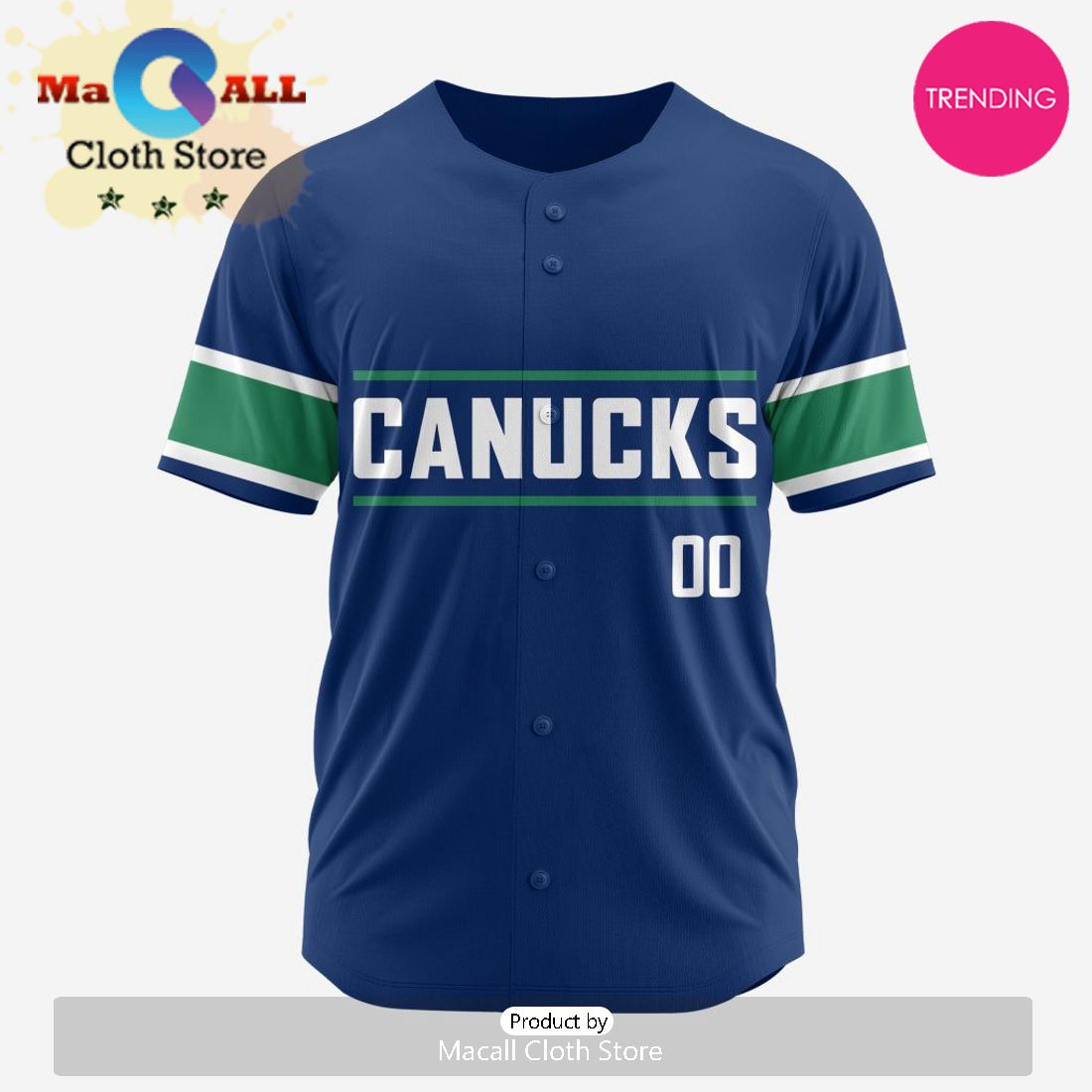 NHL Vancouver Canucks Custom Baseball Jersey Design