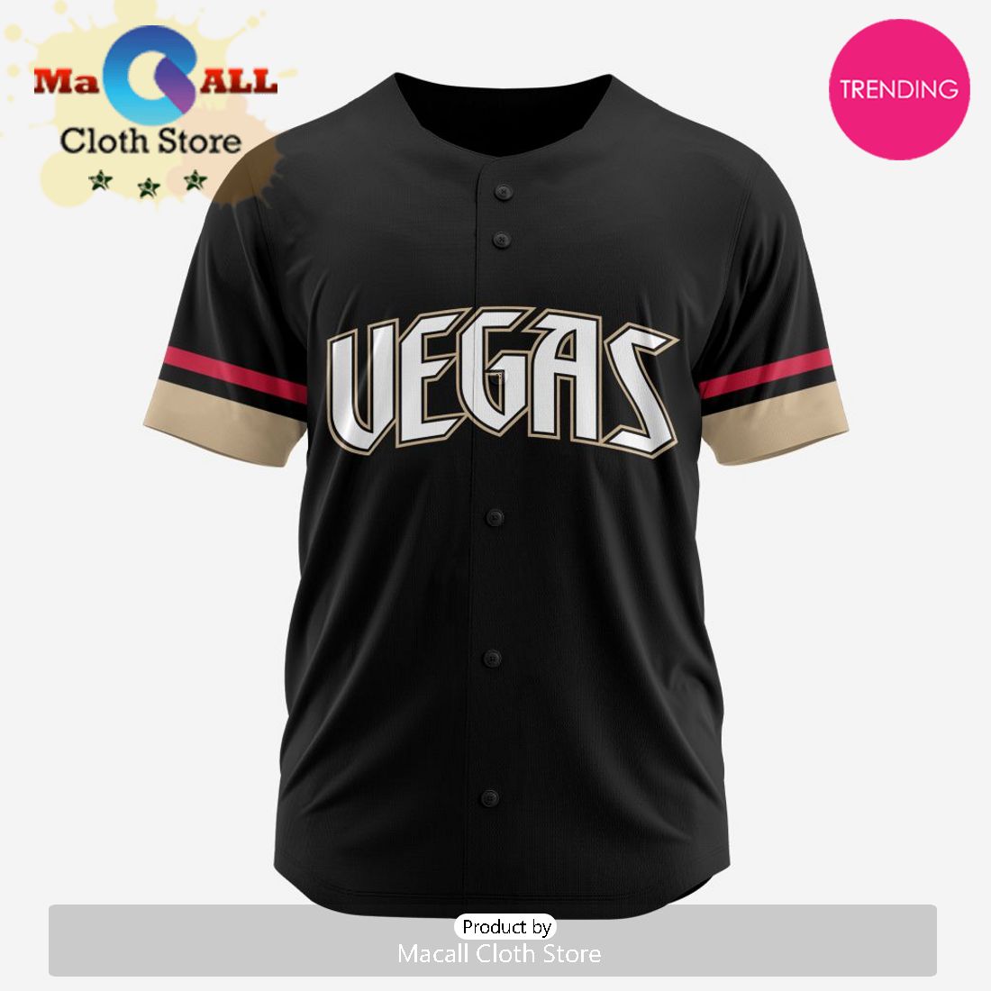 NHL Vegas Golden Knights Custom Baseball Jersey Design