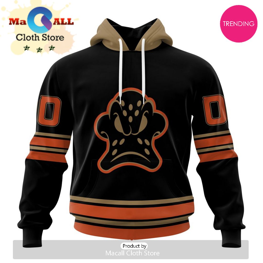 NHL Anaheim Ducks Special Blackout Design 3D Hoodie