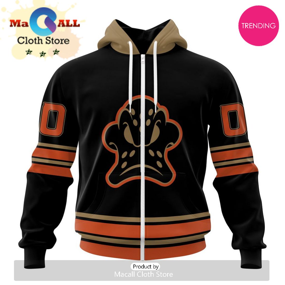NHL Anaheim Ducks Special Blackout Design 3D Hoodie
