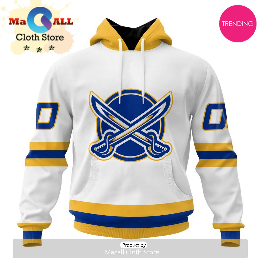 NHL Buffalo Sabres Special Whiteout Design 3D Hoodie NHL Buffalo Sabres Special Whiteout Design 3D Hoodie