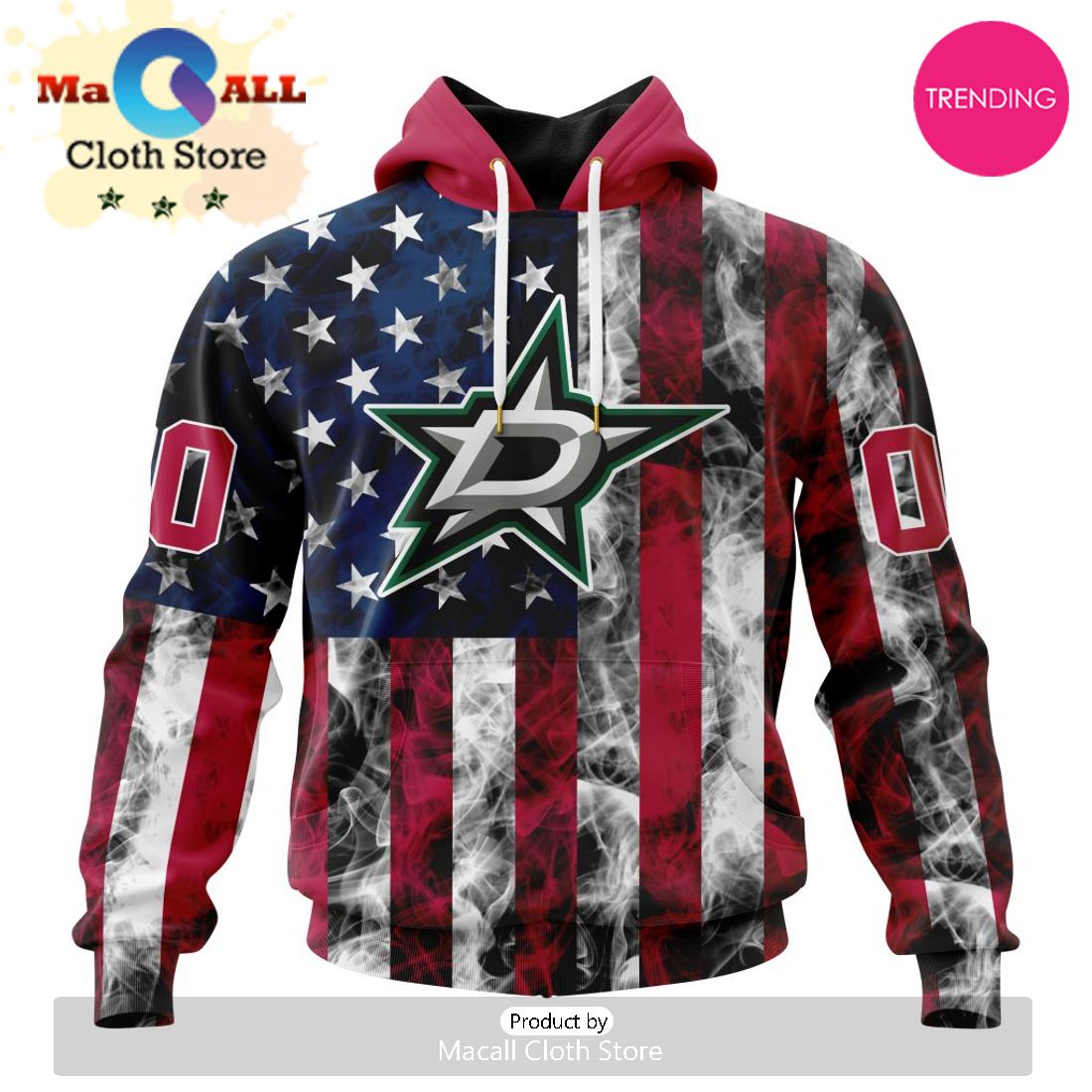 NHL Dallas Stars Special Design For Independence Day The Fourth Of July 3D Hoodie