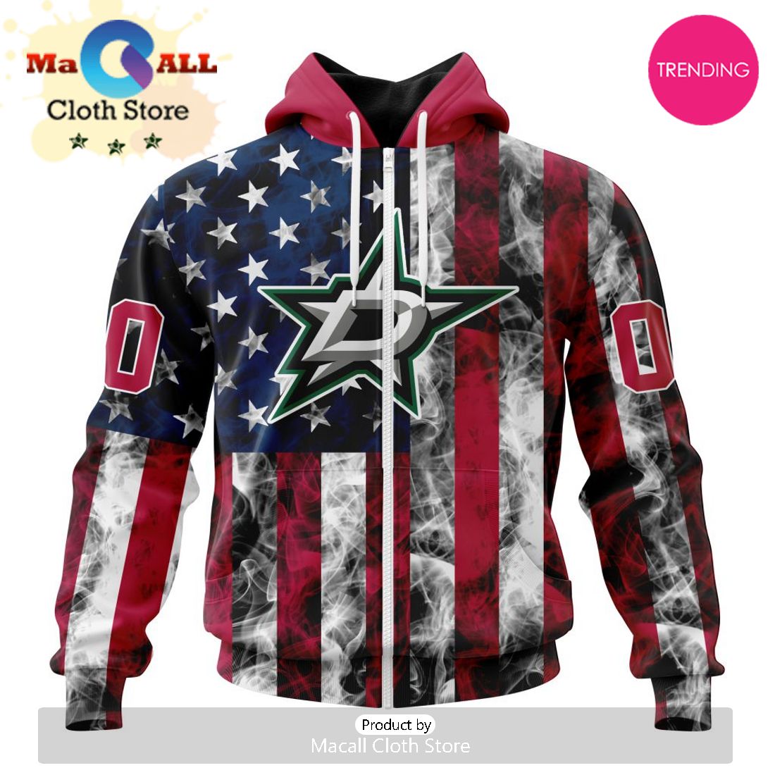 NHL Dallas Stars Special Design For Independence Day The Fourth Of July 3D Hoodie