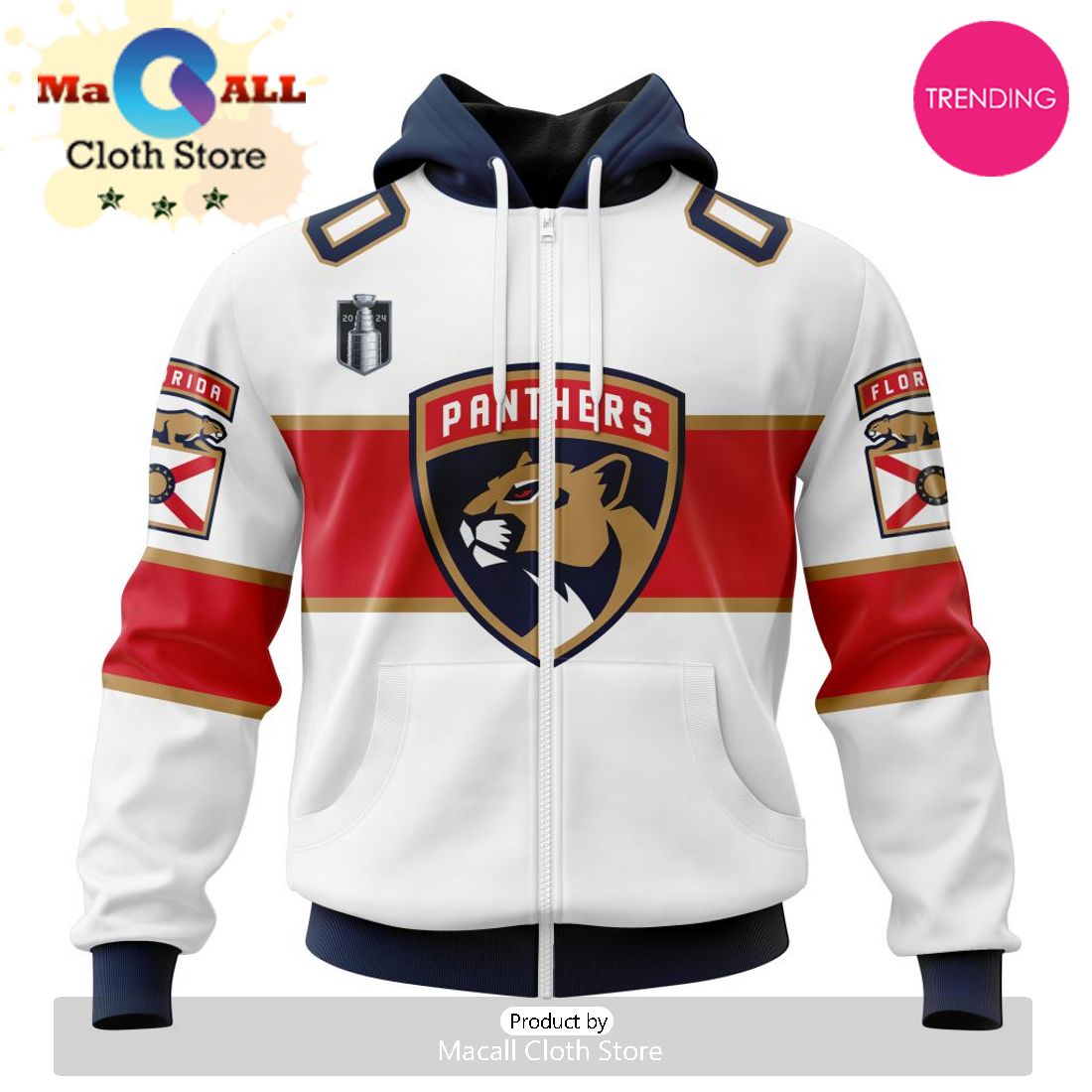 NHL Florida Panthers 2024 Stanley Cup Final Away Kits 3D Hoodie