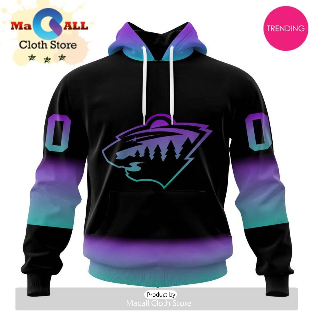 NHL Minnesota Wild Special Blackout Design 3D Hoodie