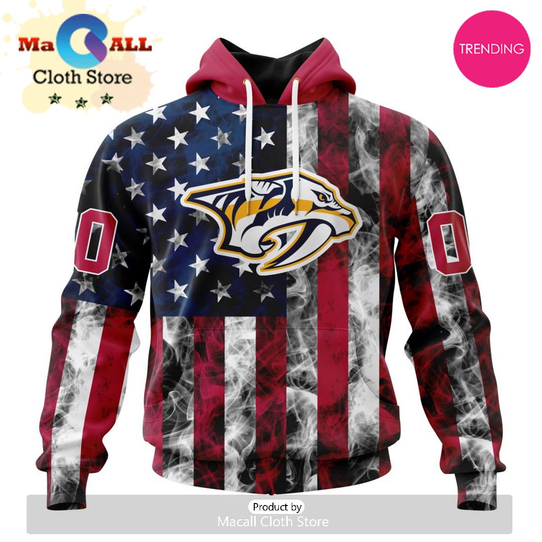 NHL Nashville Predators Special Design For Independence Day The Fourth Of July 3D Hoodie