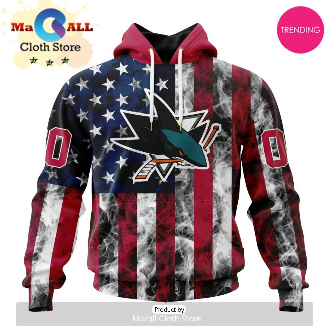 NHL San Jose Sharks Special Design For Independence Day The Fourth Of July 3D Hoodie NHL San Jose Sharks Special Design For Independence Day The Fourth Of July 3D Hoodie